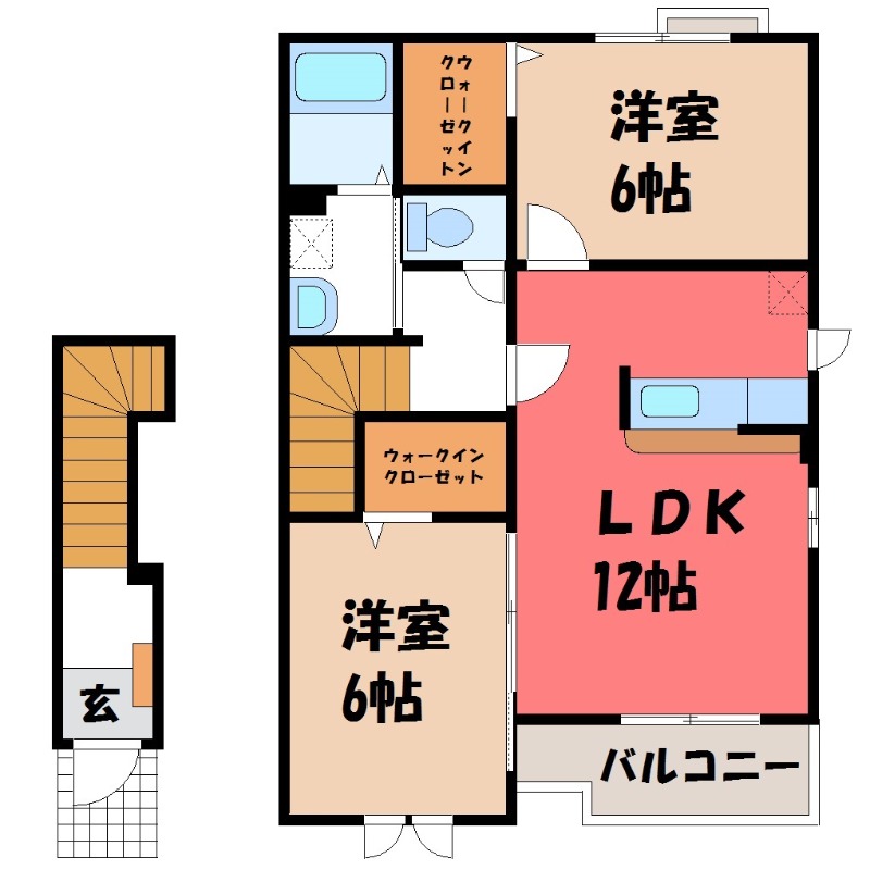 さくら市きぬの里のアパートの間取り