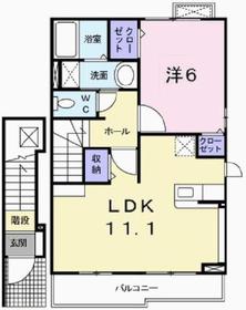 姫路市飾磨区思案橋のアパートの間取り