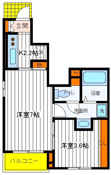 昭島市緑町のアパートの間取り