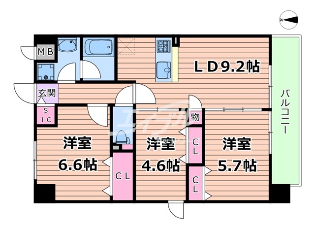 ラフィネール大阪十三の間取り