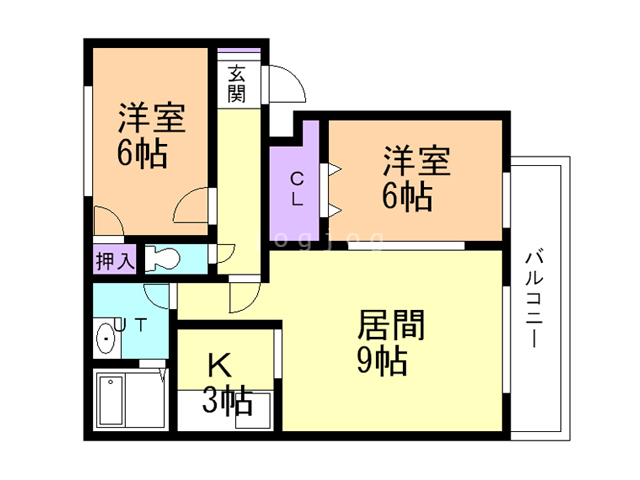 札幌市西区山の手三条のアパートの間取り