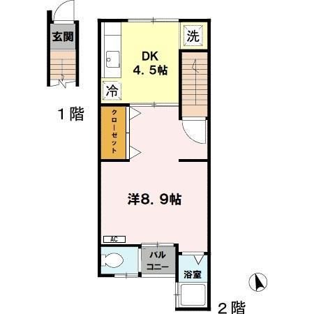 堺市堺区百舌鳥夕雲町のアパートの間取り