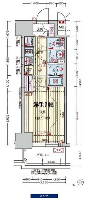 大阪市西区九条のマンションの間取り