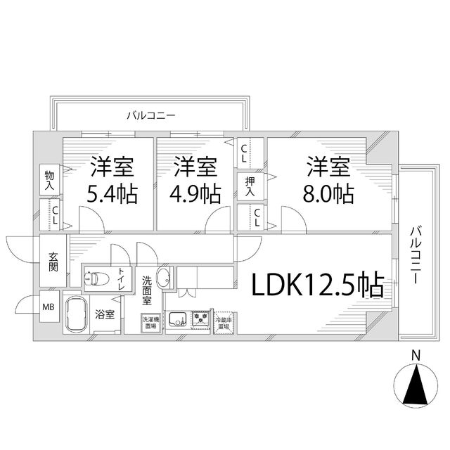 姫路市東辻井のマンションの間取り