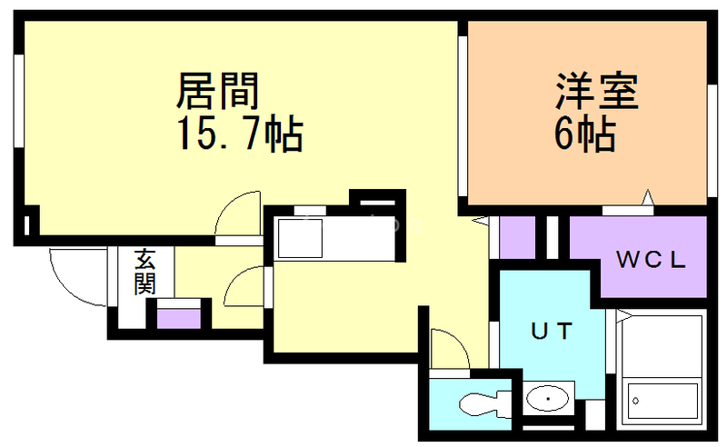 函館市上湯川町のアパートの間取り