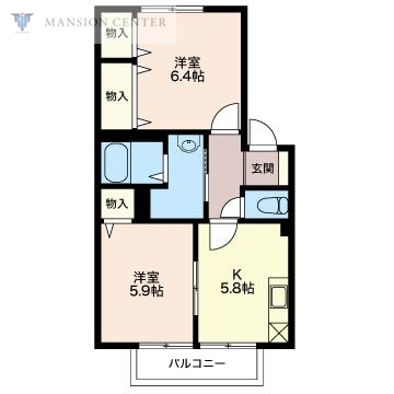 新潟市東区江南のアパートの間取り