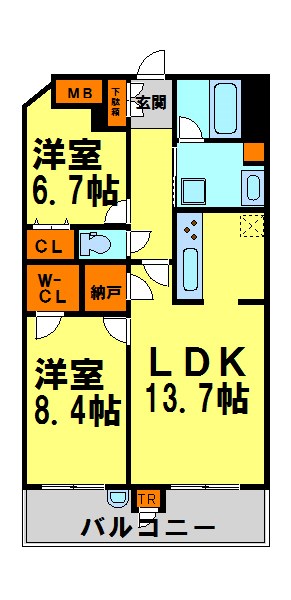 川西市中央町のマンションの間取り