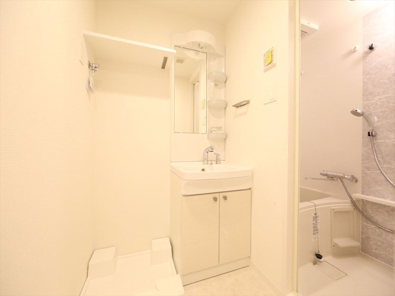 洗面設備　脱衣所　独立洗面台（シャンプードレッサー付）収納スペース有