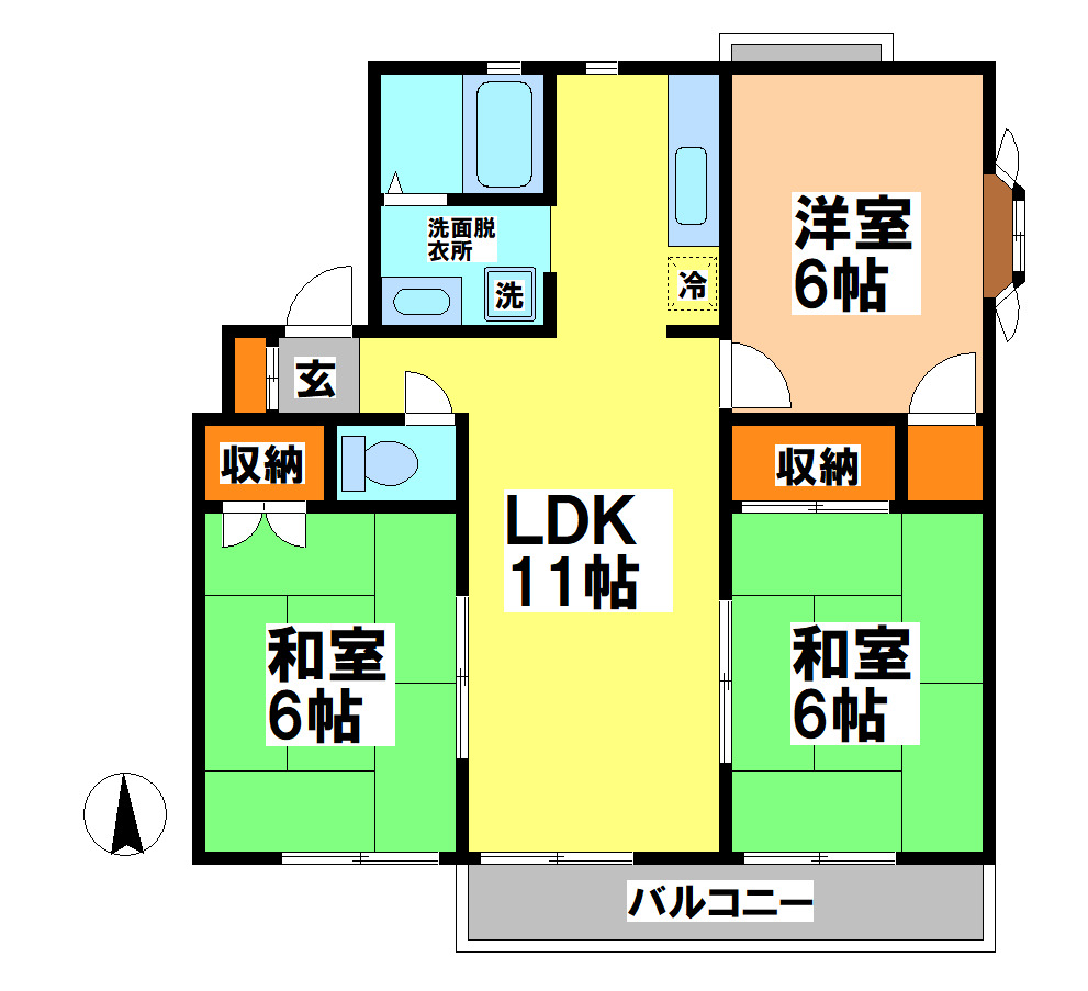 ＪＲ中央線 武蔵境駅 徒歩8分 2階建 築39年の間取り写真