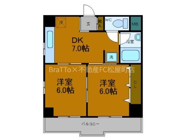 地下鉄千日前線 桜川駅 徒歩4分 5階建 築38年の間取り写真