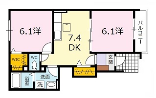 広島市安佐北区白木町大字井原のアパートの間取り