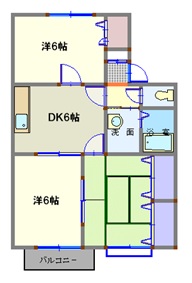 仙台市宮城野区岩切のアパートの間取り