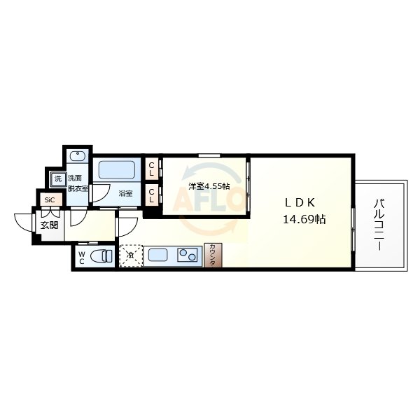 大阪市中央区本町橋のマンションの間取り