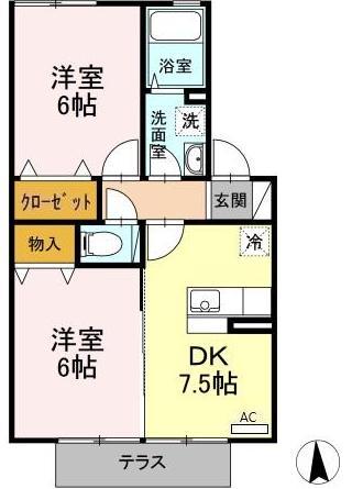 山形市吉原のアパートの間取り