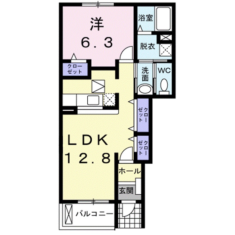 境港市中野町のアパートの間取り