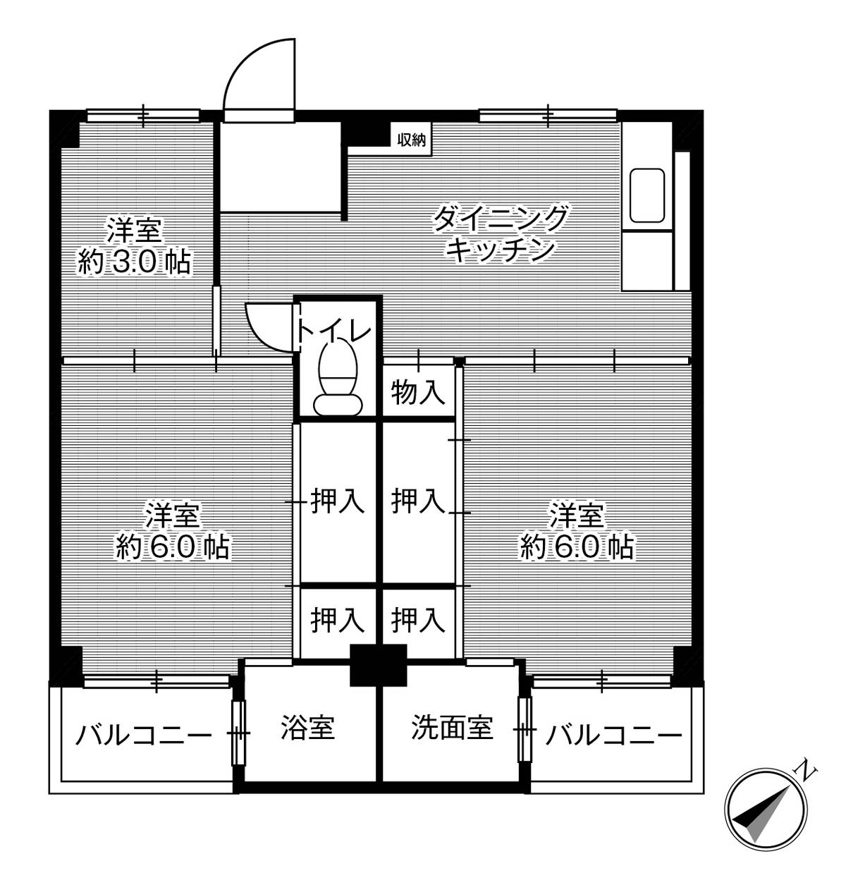 橿原市見瀬町のマンションの間取り