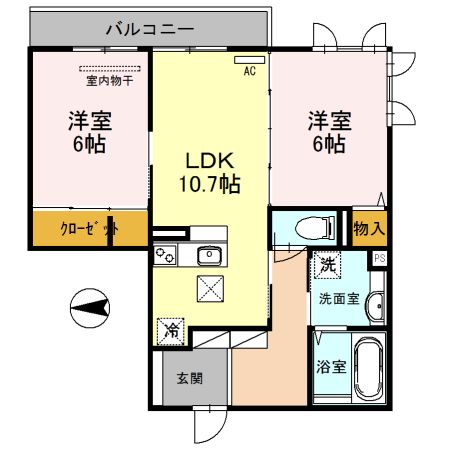 奈良市東九条町のアパートの間取り