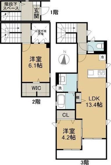 名古屋市西区城西のアパートの間取り