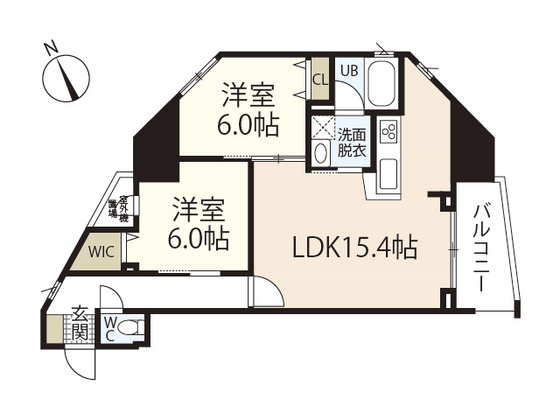 広島市中区白島九軒町のマンションの間取り