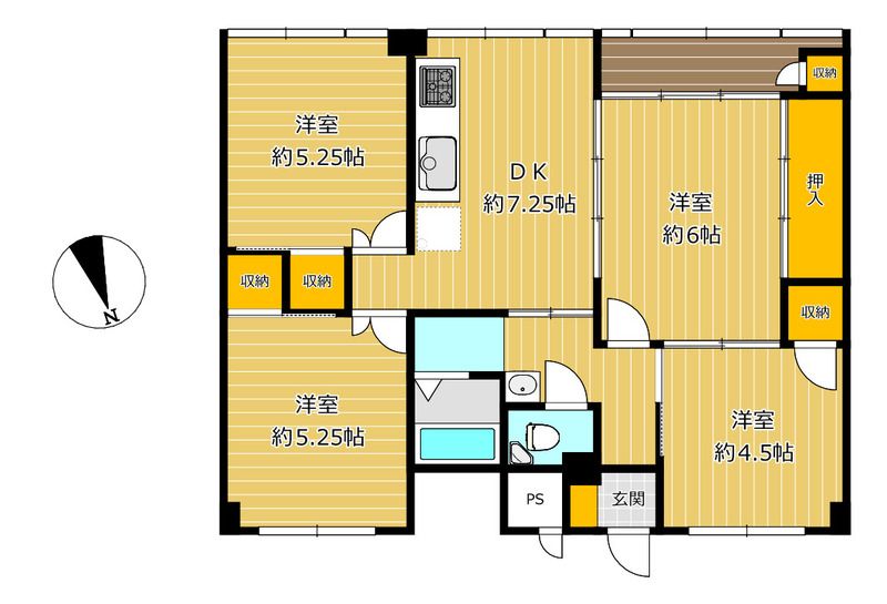 姫路市船丘町のマンションの間取り