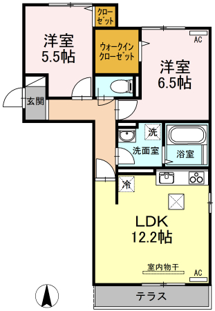 【福山市蔵王町のアパートの間取り】