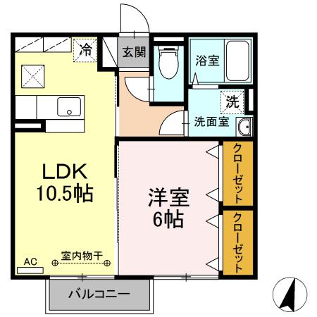 高知市伊勢崎町のアパートの間取り