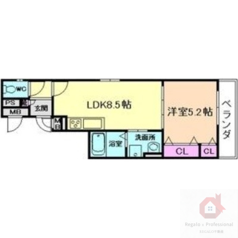 大阪市西成区山王のアパートの間取り