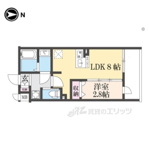 京都市南区東九条北松ノ木町のマンションの間取り