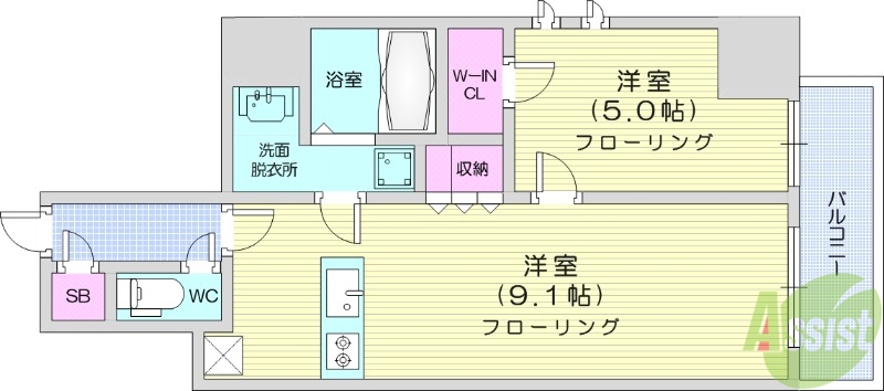 シーズンフラッツ青葉通一番町の間取り