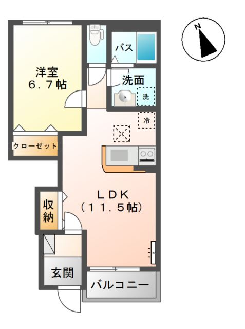 鳥取市浜坂のアパートの間取り