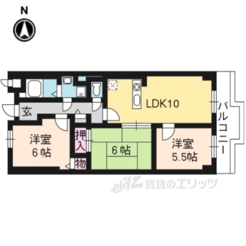 宇治市莵道のマンションの間取り