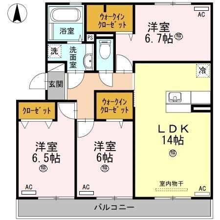 山口市小郡給領町のアパートの間取り