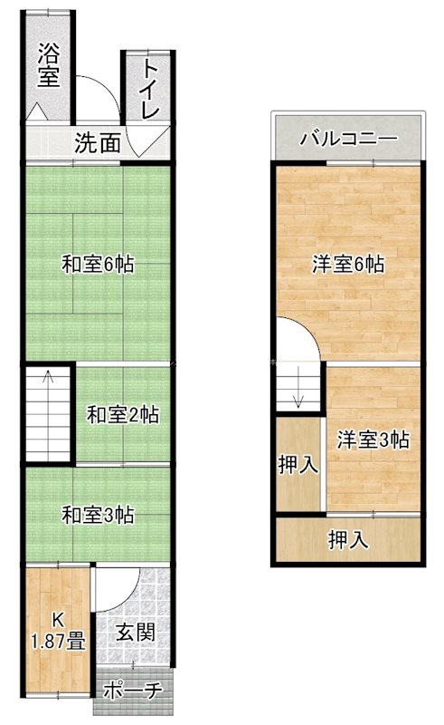 【小松町テラスハウスの間取り】