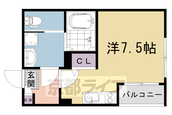 京都市右京区太秦乾町のアパートの間取り