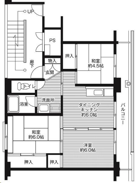 ビレッジハウスしわ中央１号棟の間取り