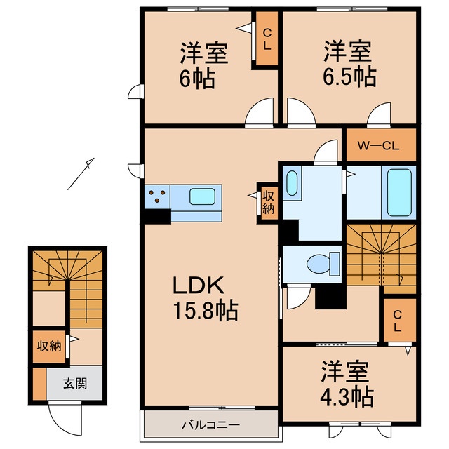 【和歌山市内原のアパートの間取り】