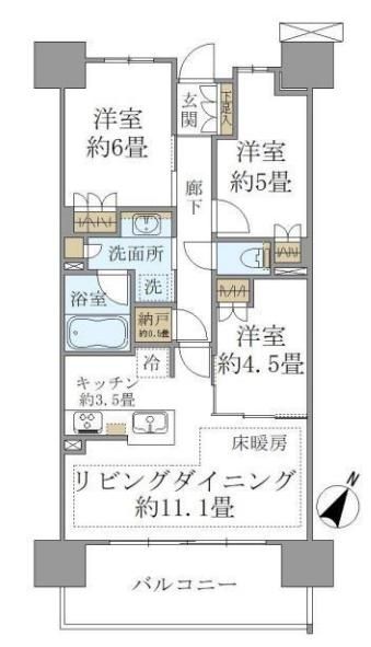 さいたま市大宮区北袋町のマンションの間取り