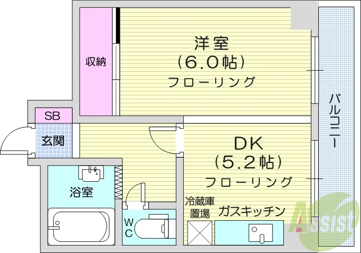 札幌市北区北十三条西のマンションの間取り