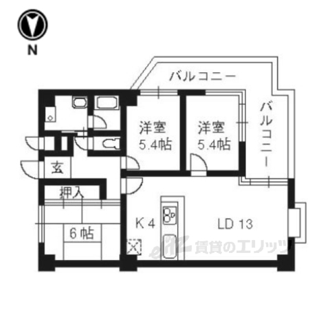 京都市下京区西七条東御前田町のマンションの間取り