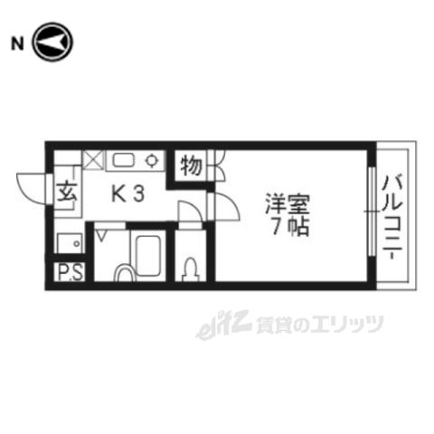 京都市左京区上高野上畑町のアパートの間取り