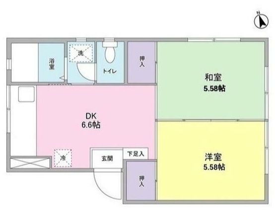 京急本線 六郷土手駅 徒歩4分 3階建 築46年の間取り写真