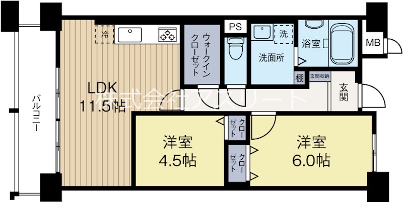 ＪＲ鹿児島本線 吉塚駅 徒歩12分 11階建 築13年の間取り写真
