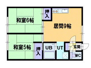 ＪＲ千歳線 上野幌駅 徒歩18分 2階建 築39年の間取り写真