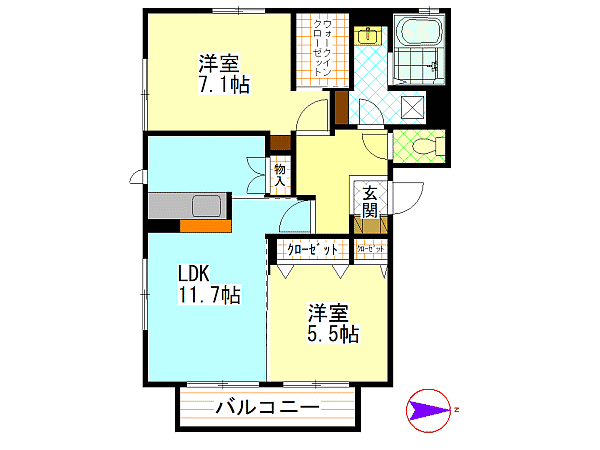 広島市安佐南区相田のマンションの間取り