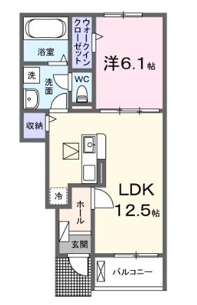 【井原市下出部町のアパートの間取り】