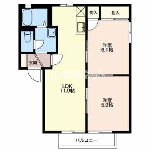 菊川市堀之内のアパートの間取り