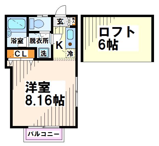 府中市若松町のアパートの間取り