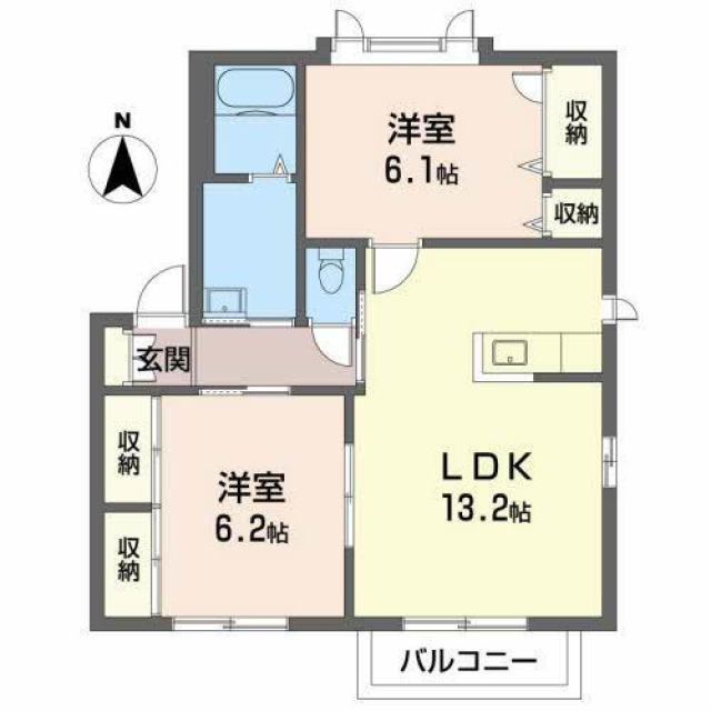 松山市別府町のアパートの間取り