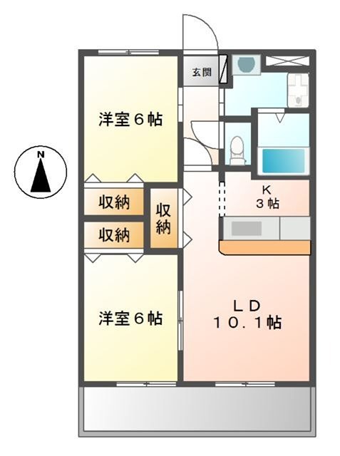 姫路市香寺町犬飼のアパートの間取り