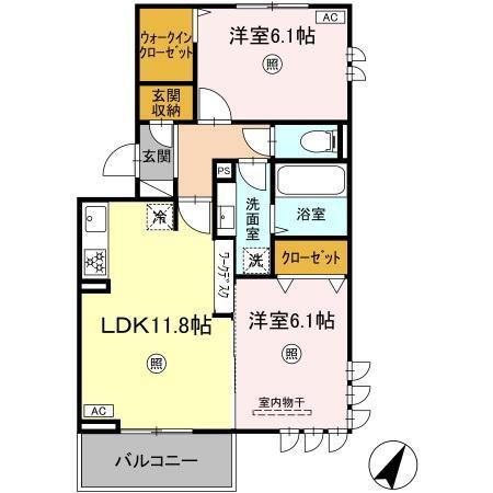 熊本市東区長嶺東のアパートの間取り